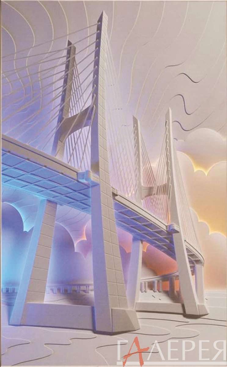 Модерн 3D обои, барельеф, гипсовое панно, мост, свет, 3d