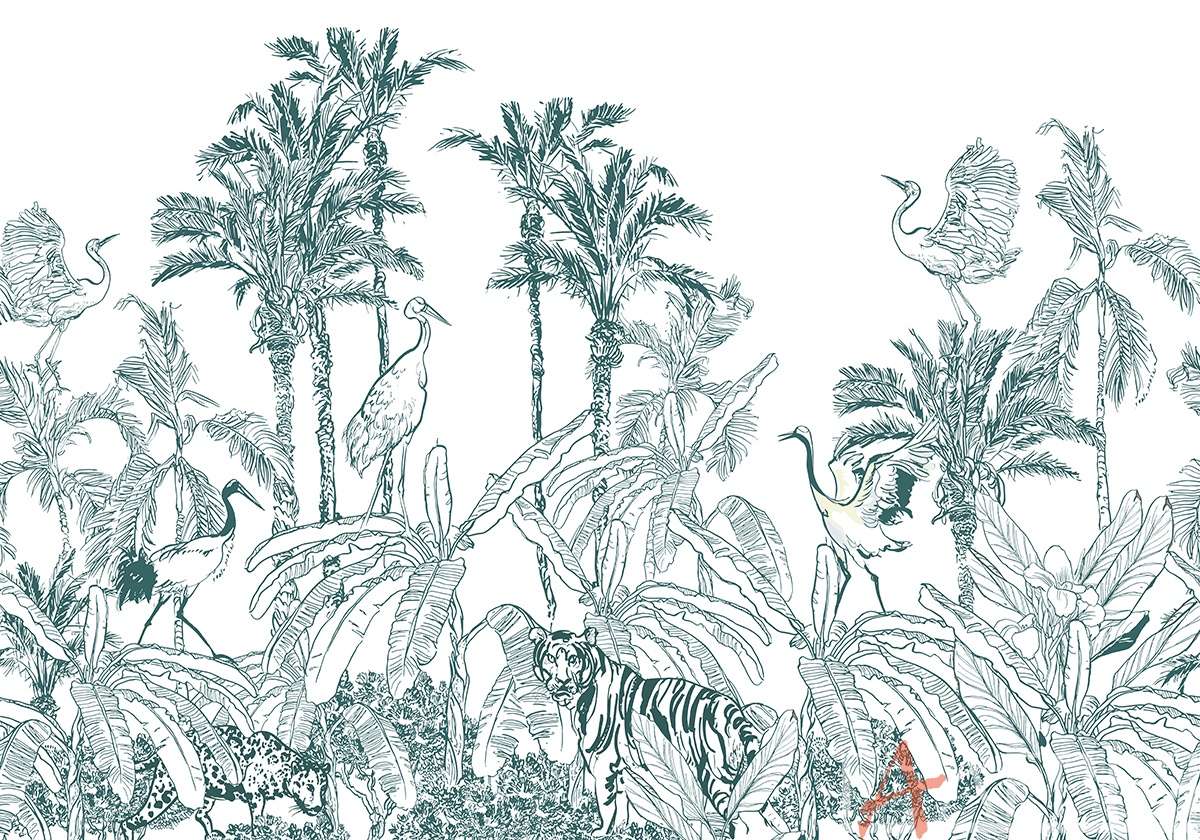 Природа, Тропики, пальмы, монохромный рисунок, карандашный рисунок
