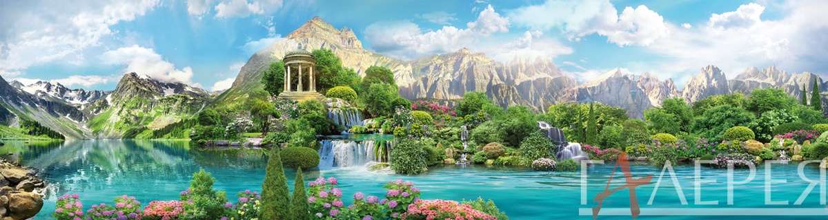 Пейзаж, Природа, Озеро, пруд, водоём, горы, скалы, лес, природа, небо, цветы, водопад, камни, облака