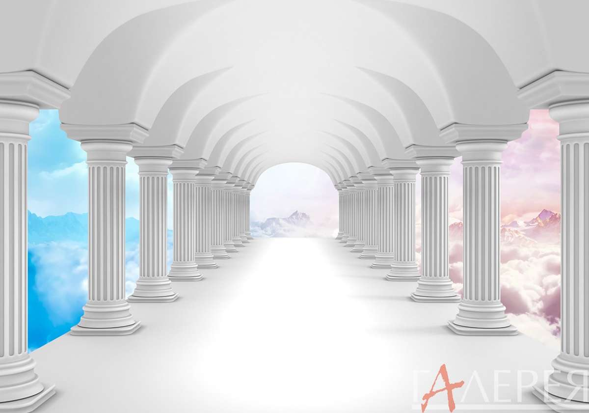 Модерн тоннель, колонны, облака