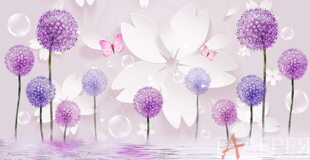 Модерн одуванчик, цветок, бабочка